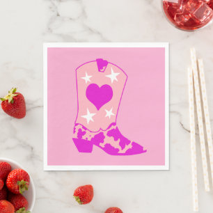 Guardanapo De Papel Rapariga Moderna Cowgirl Western Yeehaw Boot Rosa