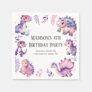 Guardanapo De Papel Raparigas Dinossauras Bonitas Pareciam Festa de an