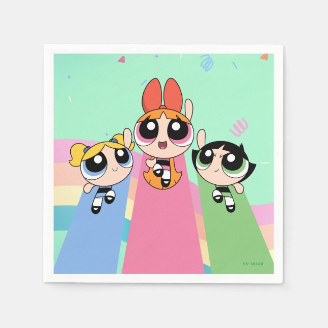 Guardanapo De Papel Raparigas Powerpuff Voam Alto (Frente)