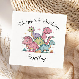 Guardanapo De Papel Raparigas Rosa Dinossauro Aniversário