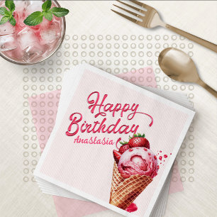 Guardanapo De Papel Raparigas Sorvetes Scoop Qualquer Idade Aniversári
