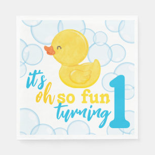 Guardanapo De Papel Rapaz Borracha Ducky Transformando Um Primeiro Ani