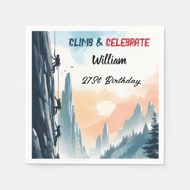 Guardanapo De Papel Rapaz Tree Divorciou Cliff Rock Subindo aniversári (Frente)