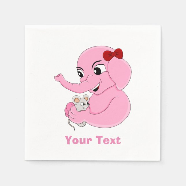 Guardanapo De Papel Rapazes de desenho animado de elefante lindos (Frente)