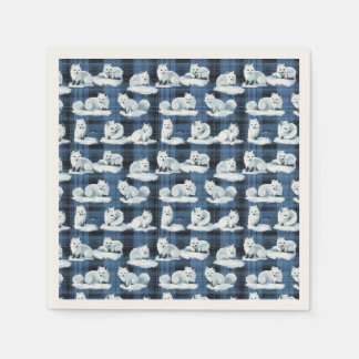 Guardanapo De Papel Raposa Árctica Padrões de Xadrez de Tartan no inve