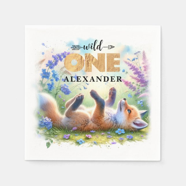 Guardanapo De Papel Raposa Bestiça Selvagem Um Papel de Aniversário Na (Frente)