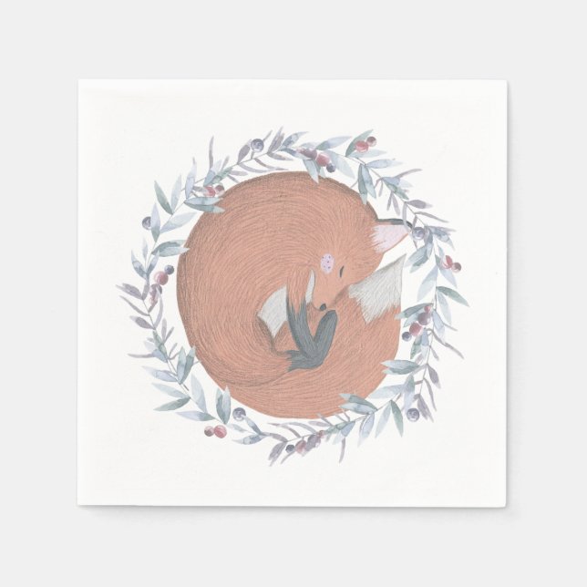 Guardanapo De Papel Raposa Botânica Delicada (Frente)