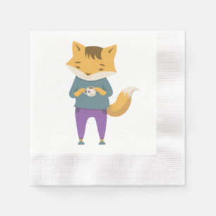 Guardanapo De Papel Raposa-branca com xícara de chá
