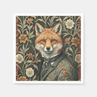 Guardanapo De Papel Raposa Cavalheiro em Traje Noturno Floresta Vintag