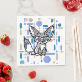 Guardanapo De Papel Raposa Fennec Legal com Óculos de Sol Pap Geométri