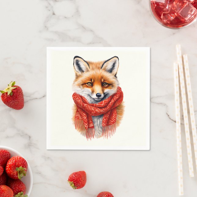 Guardanapo De Papel Raposa Fofa com uma Imagem de Outono de Cachecol V (Insitu)