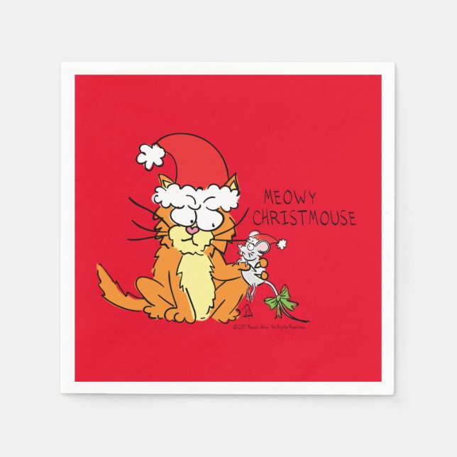 Guardanapo De Papel Rato Gato de Cartografia de Natal Engraçado (Frente)