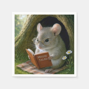 Guardanapo De Papel Rato Literário em Buraco de Árvore Cozy