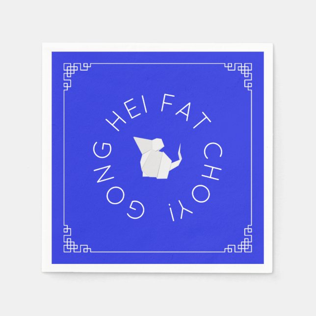 Guardanapo De Papel Rato Origami de Ano Novo Chinês (Frente)