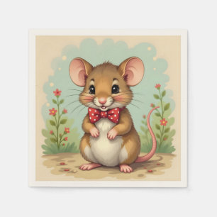 Guardanapo De Papel Rato pequeno fofo e adorável com gravata