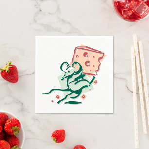 Guardanapo De Papel Rato Roubando Queijo Engraçado Roedor Fofo