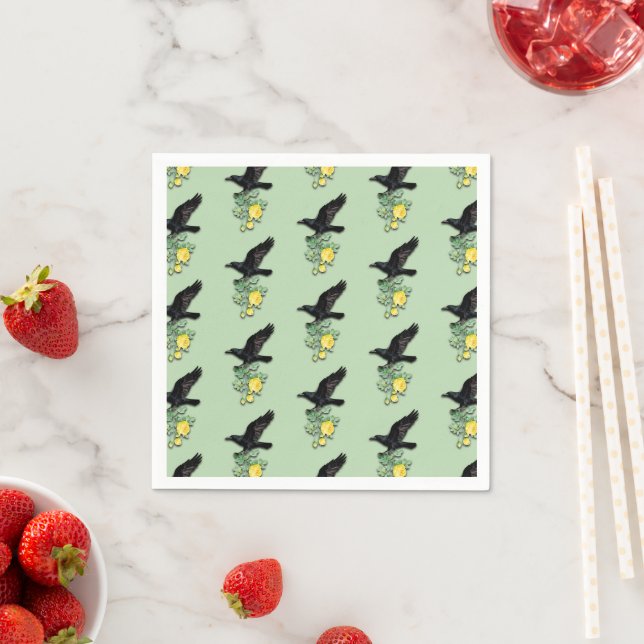 Guardanapo De Papel Raven with Yellow Rose (Insitu)