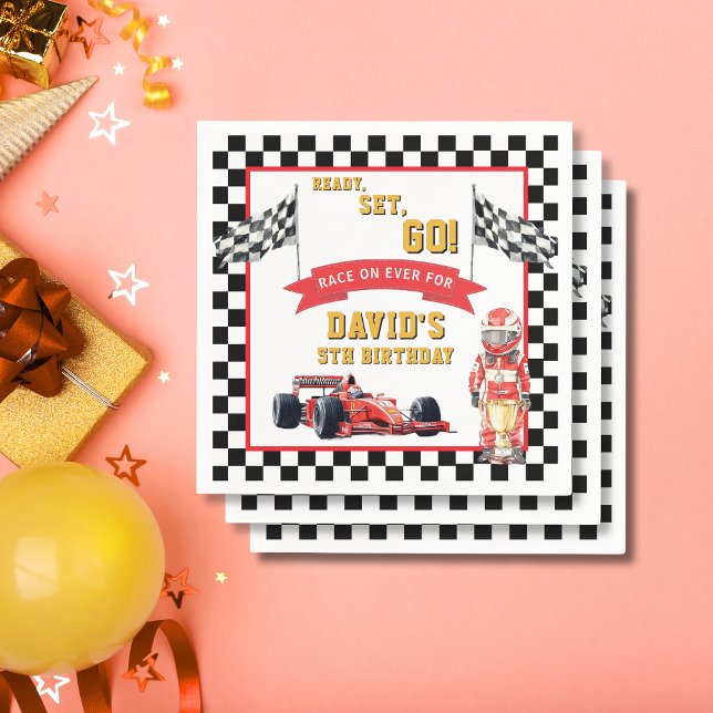 Guardanapo De Papel Ready Set Go Race On Birthday Party (Criador carregado)