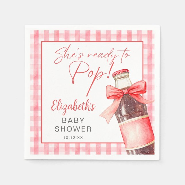 Guardanapo De Papel Ready To Pop Red Bow Soda Bottle Baby Shower (Frente)