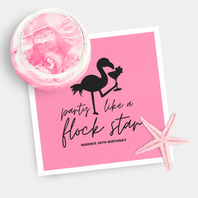 Guardanapo De Papel Rebanho de Flamingo Rosa Estrela Tropical Aniversá (Criador carregado)