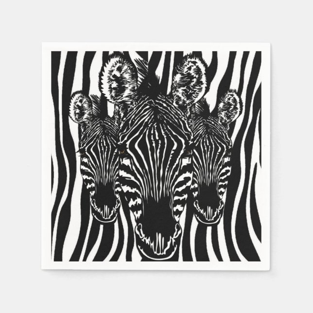 Guardanapo De Papel Rebanho de Zebra da Moda em Estampa de Zebra (Frente)
