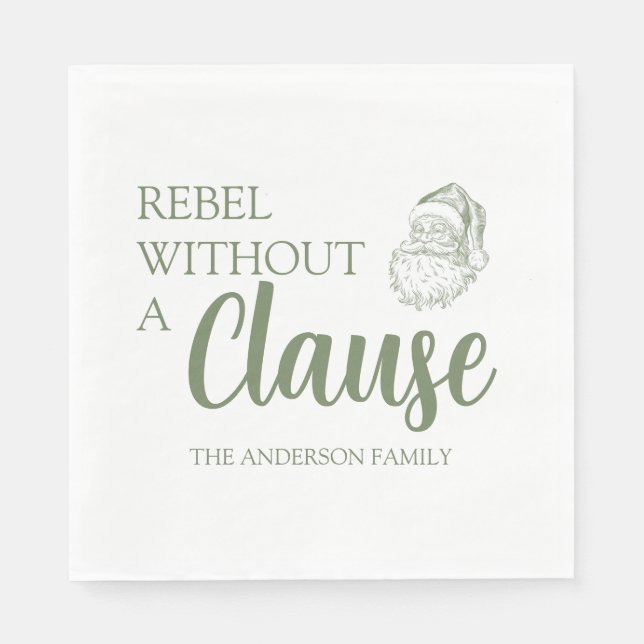 Guardanapo De Papel Rebel Without A Clause Christmas Santa Green (Frente)