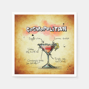 Guardanapo De Papel Receita do Barman Cosmopolita