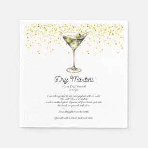 Guardanapo De Papel Receita Personalizada De Cocktail De Martini Seco