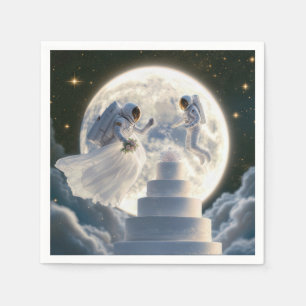 Guardanapo De Papel Recém-casados astronautas ao luar