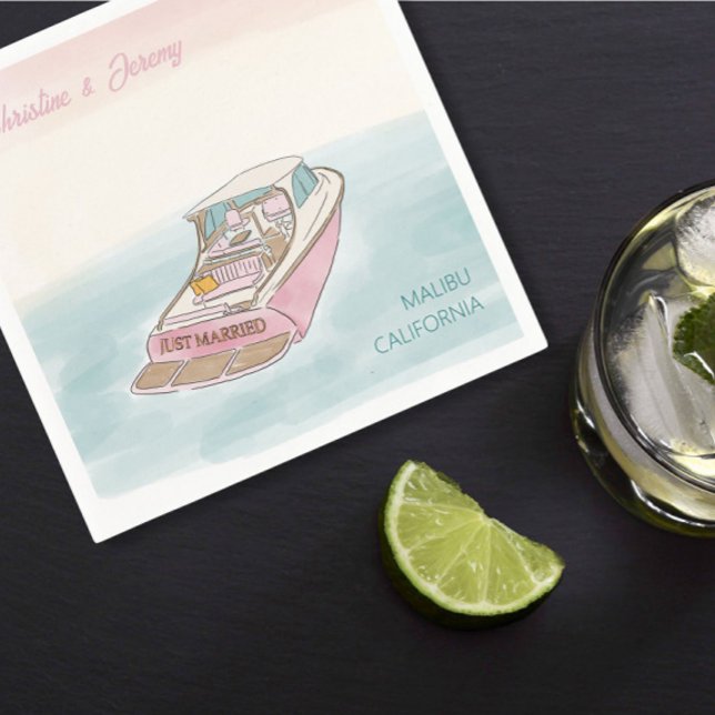 Guardanapo De Papel Recem casados barco para casamento (Criador carregado)