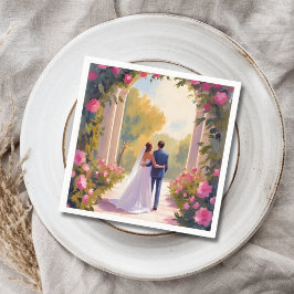 Guardanapo De Papel Recém-casados Noiva & Noivo Pintura de Casamento