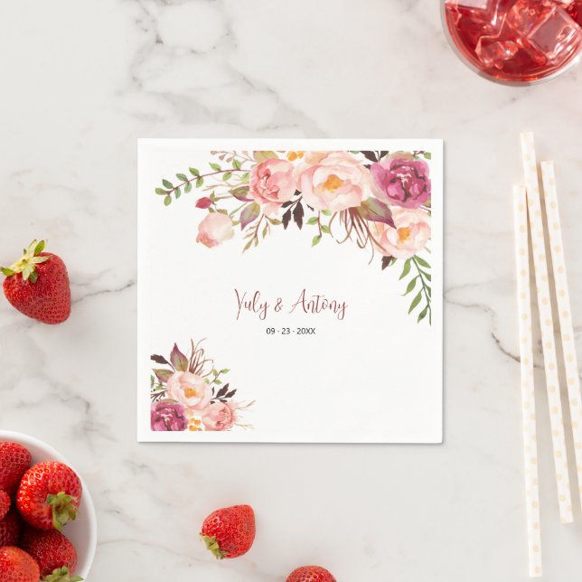 Guardanapo De Papel Recepção com Mesa em Estilo Jardim de Rosa Blush S (Insitu)