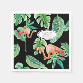 Guardanapo De Papel Recepção de casamento Aquarela Rosa Flamingo Folha