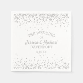 Guardanapo De Papel Recepção de casamento brilhante branca e prata