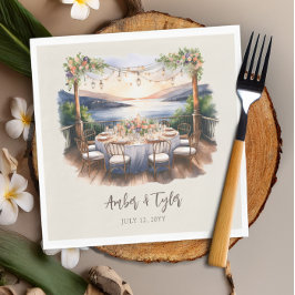 Guardanapo De Papel Recepção de casamento de Luzes Russas de Praia Sun