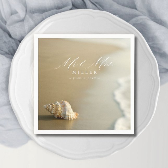 Guardanapo De Papel Recepção de Casamento de Praia de Destino Elegante (Elegant Destination Beach Wedding Thank You Napkins)