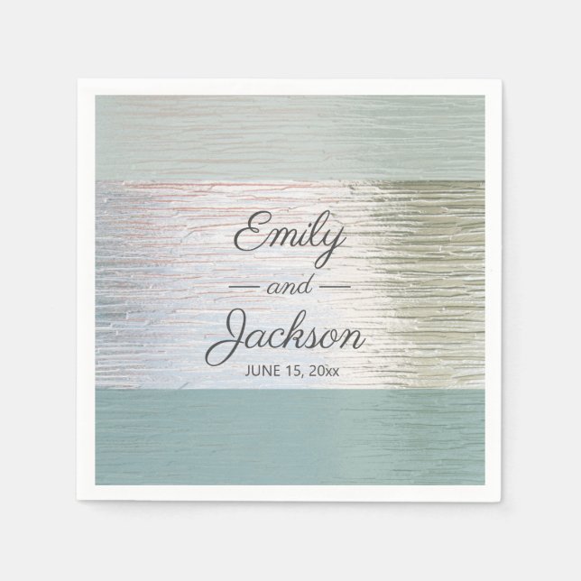 Guardanapo De Papel Recepção de casamento de vidro do mar de prata azu (Frente)