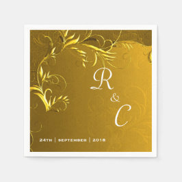 Guardanapo De Papel Recepção de casamento Dourada elegante