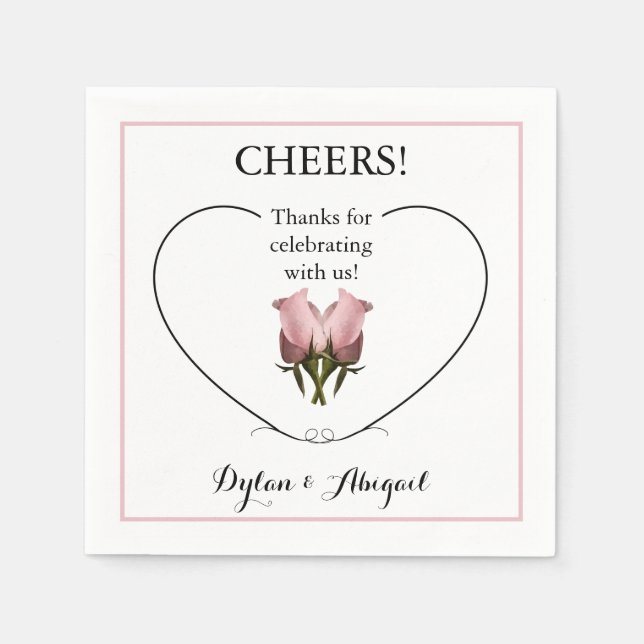 Guardanapo De Papel Recepção de casamento Padrão Napkins com Rosas (Frente)