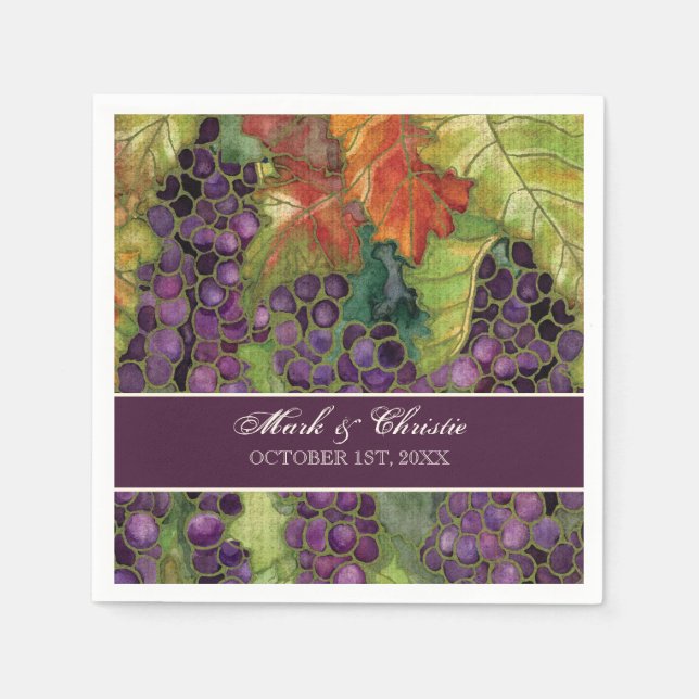 Guardanapo De Papel Recepção de Sobremesa Casamento de Vinha de Uvas d (Frente)