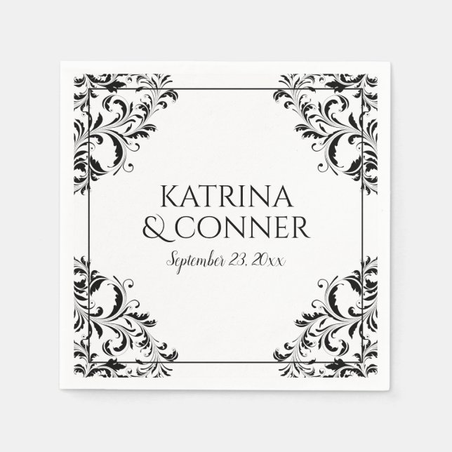 Guardanapo De Papel Recepção Elegante Napkins | Nadine (Preto) 2 (Frente)