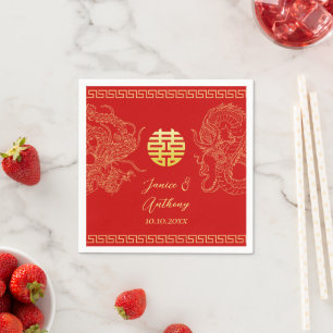 Guardanapo De Papel Recepção fênix do dragão de casamento chinês verme