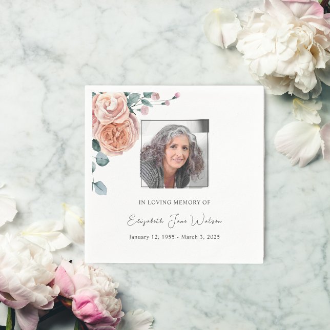 Guardanapo De Papel Recepção Funeral Em Rosas De Pêssego De Memória (Criador carregado)