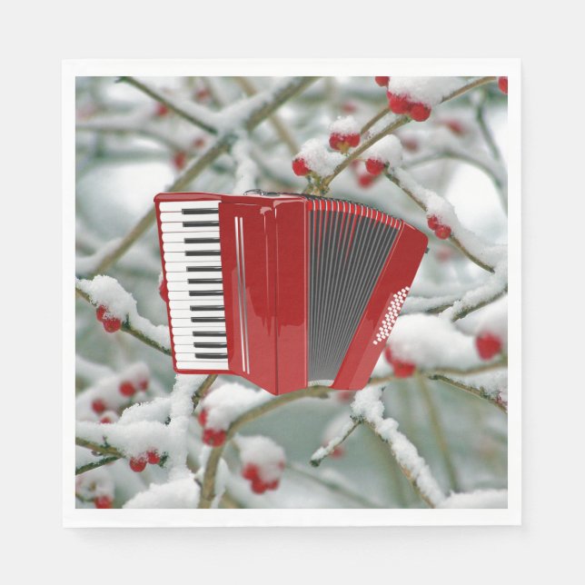 Guardanapo De Papel Red Accordion - Berries na Neve, (Frente)
