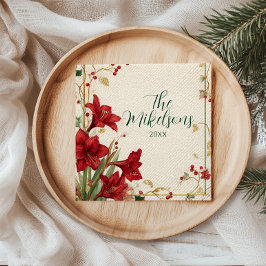 Guardanapo De Papel Red Amaryllis Natal Russo