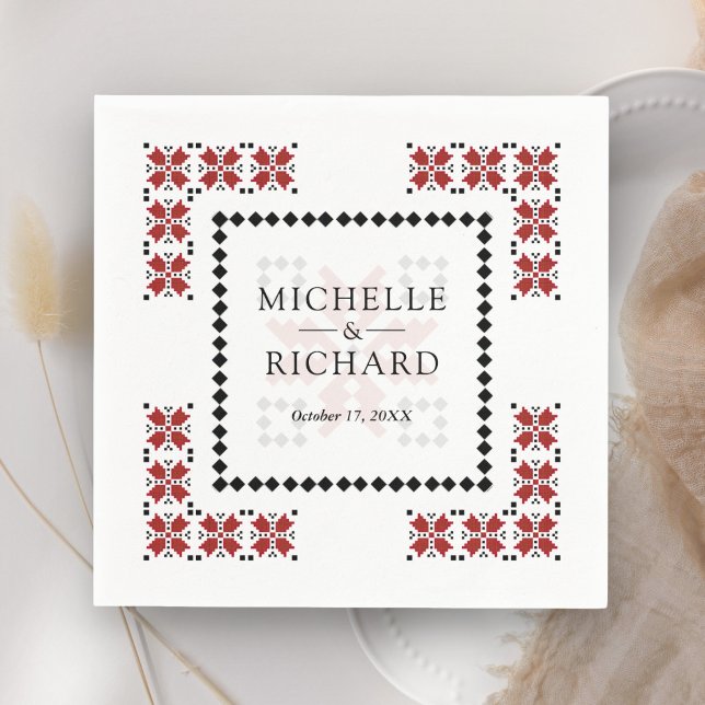 Guardanapo De Papel Red and Black Ukrainian Embroidery Wedding (Criador carregado)