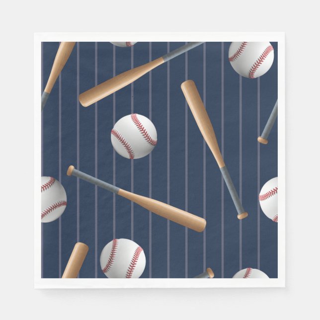 Guardanapo De Papel Red and Blue Baseball Birthday  (Frente)
