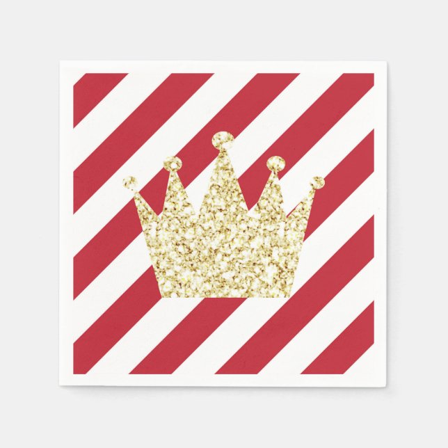 Guardanapo De Papel Red and Dourado Prince Crown Napkins (Frente)