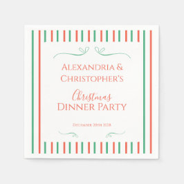 Guardanapo De Papel Red and Green Stripe Christmas Dinner Party