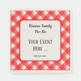 Guardanapo De Papel Red and White Plaid Pattern Retro Custom